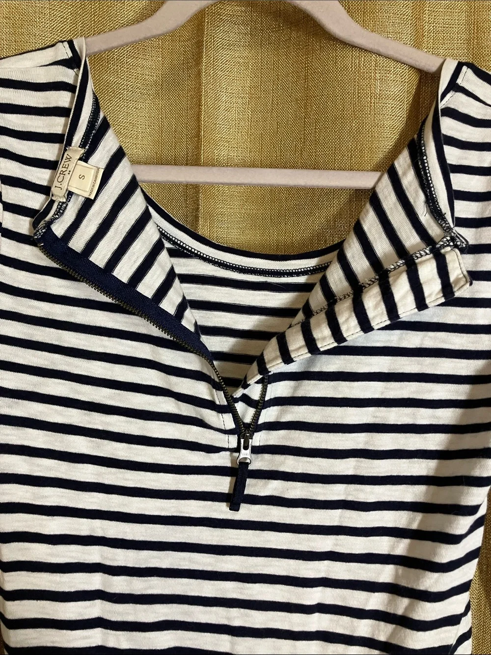 J. Crew Black and White Striped Long Sleeve Scoop Neck Tee